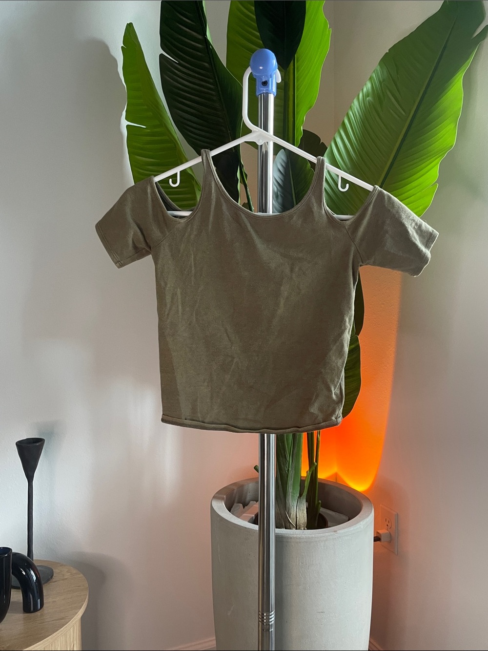 Cold-Shoulder Olive Crop Top for Women